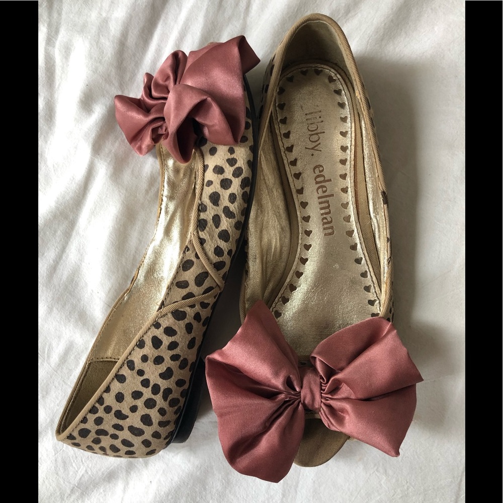 Leopard print peep toe flats